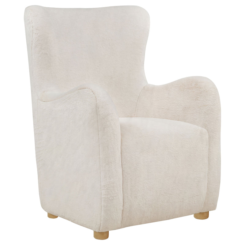 Thornton Sillón Acentuado Wingback Tapizado de Piel Sintética Color Crema