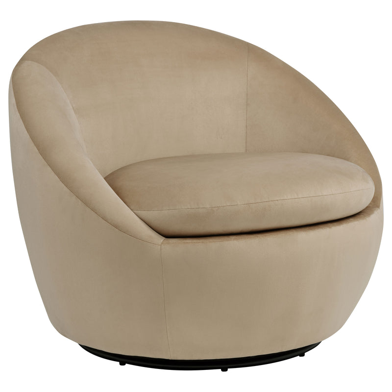Sillón Acentual Giratorio Tapizado en Terciopelo Myernick Camel