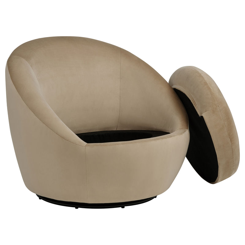 Sillón Acentual Giratorio Tapizado en Terciopelo Myernick Camel