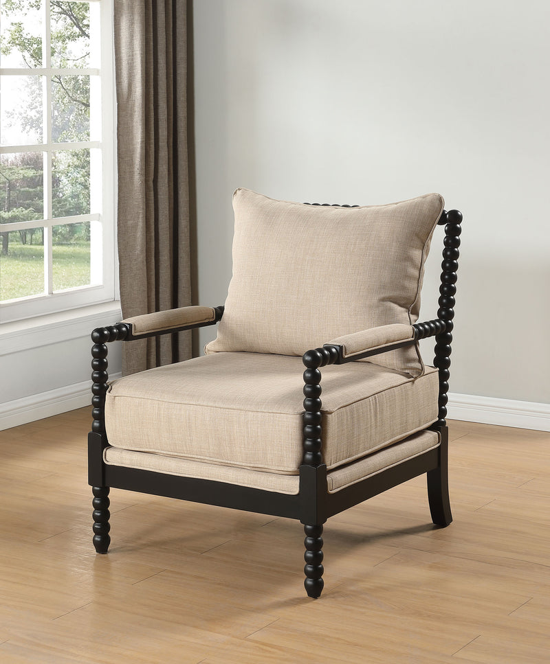 Blanchett Silla Decorativa Tapizada con Bobinas Beige y Negro
