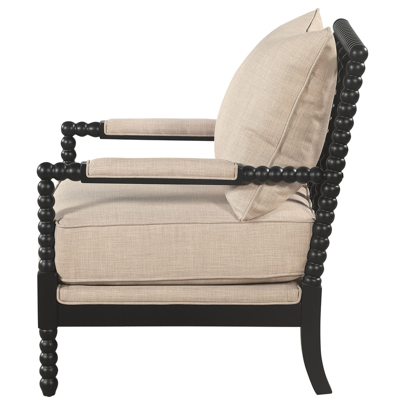 Blanchett Silla Decorativa Tapizada con Bobinas Beige y Negro