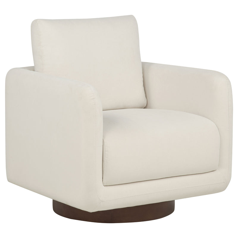 Sillón giratorio Iris tapizado en tela color marfil