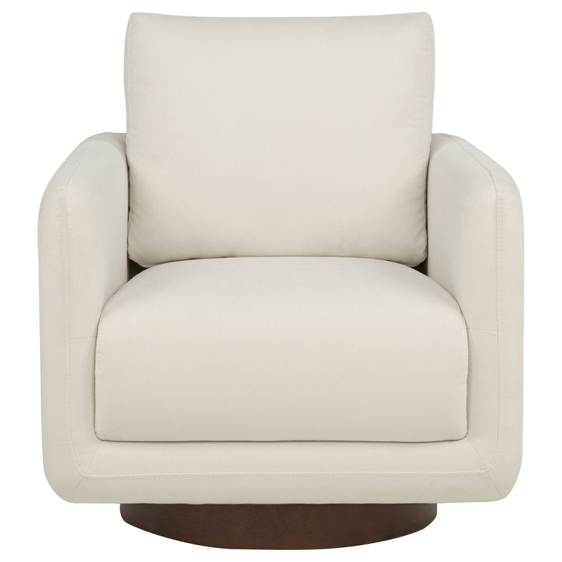 Sillón giratorio Iris tapizado en tela color marfil