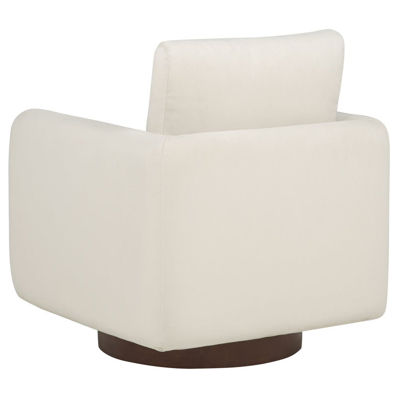 Sillón giratorio Iris tapizado en tela color marfil