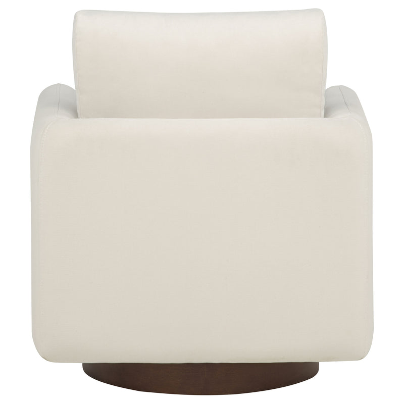 Sillón giratorio Iris tapizado en tela color marfil