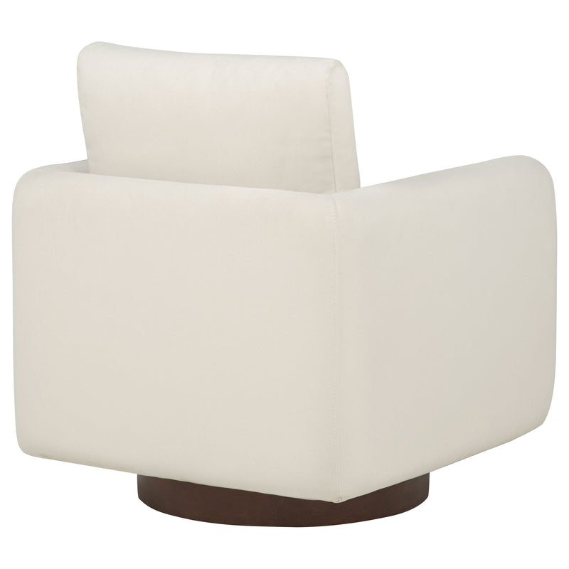 Sillón giratorio Iris tapizado en tela color marfil