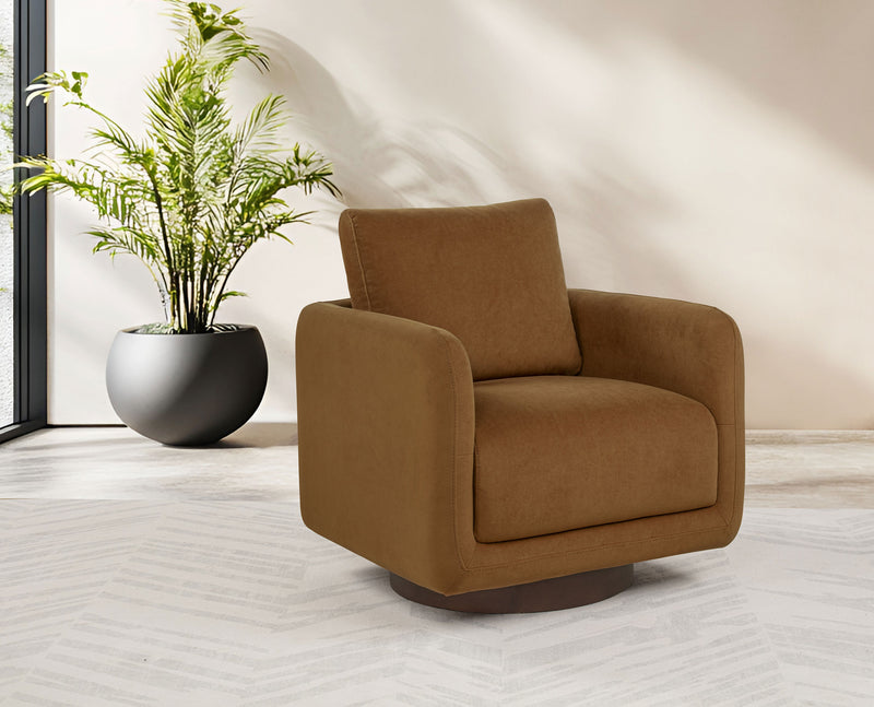 Sillón giratorio Iris tapizado en tela color marfil