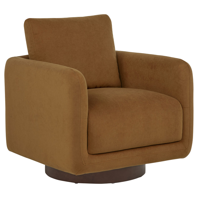 Sillón giratorio Iris tapizado en tela color marfil