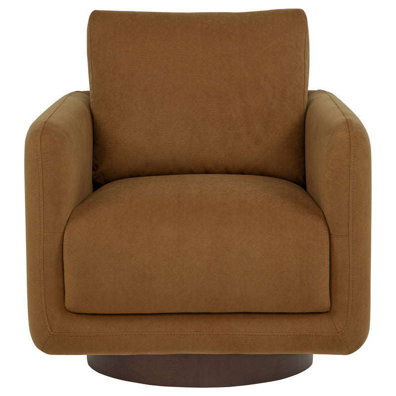 Sillón giratorio Iris tapizado en tela color marfil