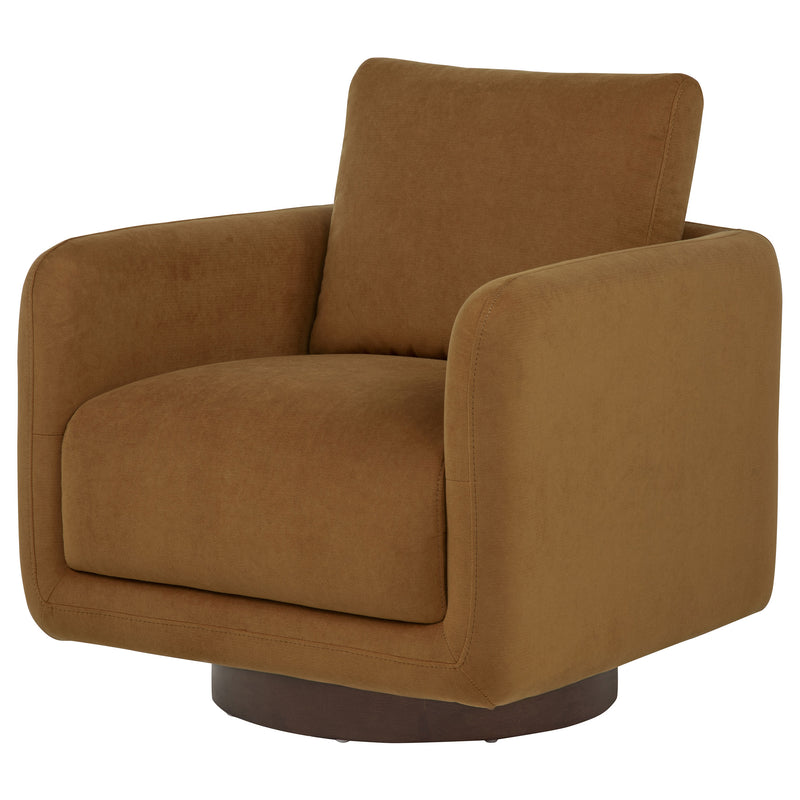 Sillón giratorio Iris tapizado en tela color marfil
