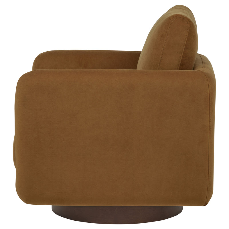Sillón giratorio Iris tapizado en tela color marfil