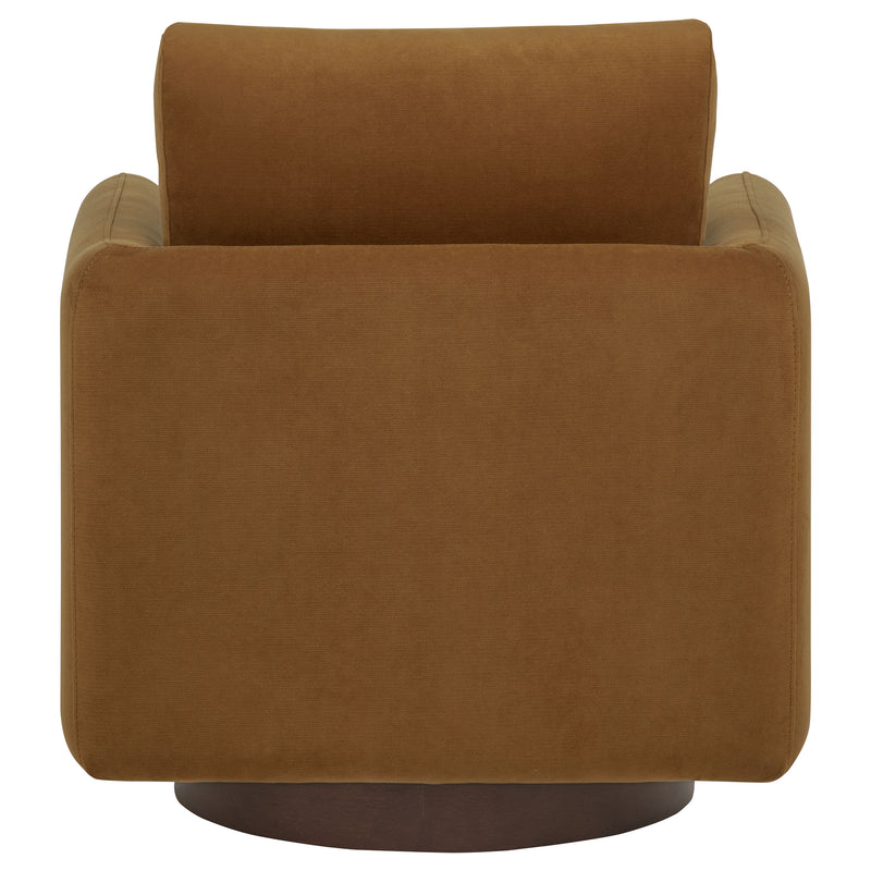 Sillón giratorio Iris tapizado en tela color marfil