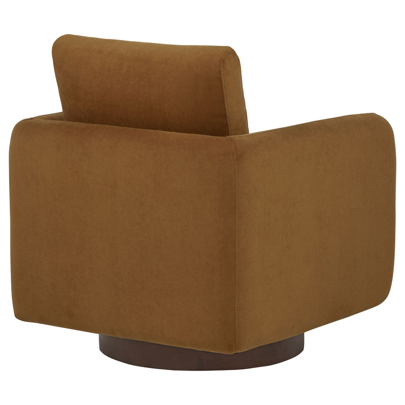 Sillón giratorio Iris tapizado en tela color marfil
