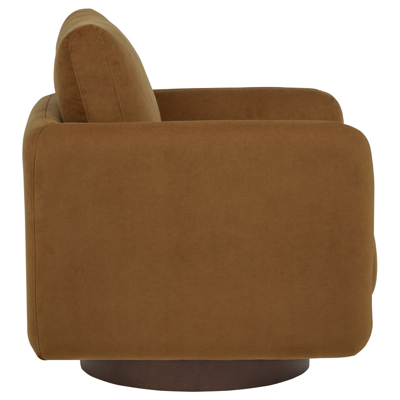 Sillón giratorio Iris tapizado en tela color marfil