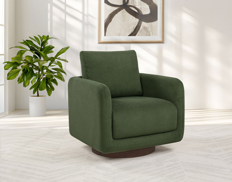 Sillón giratorio Iris tapizado en tela color marfil