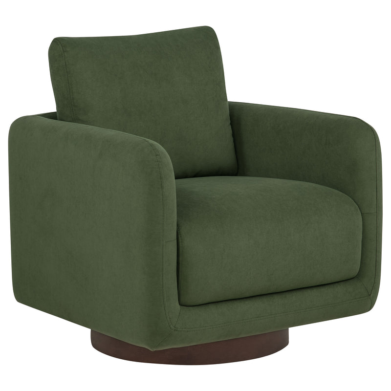 Sillón giratorio Iris tapizado en tela color marfil