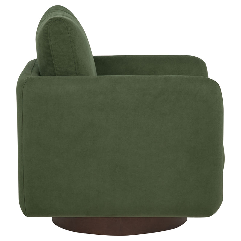 Sillón giratorio Iris tapizado en tela color marfil