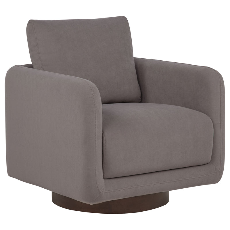 Sillón giratorio Iris tapizado en tela color marfil