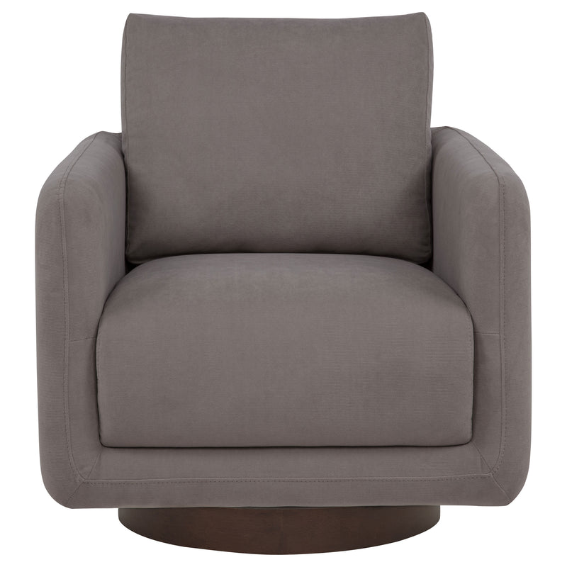Sillón giratorio Iris tapizado en tela color marfil