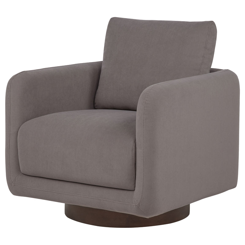 Sillón giratorio Iris tapizado en tela color marfil