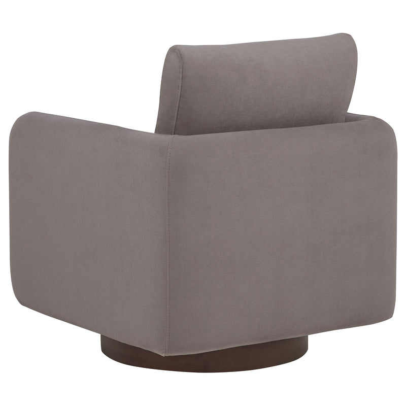 Sillón giratorio Iris tapizado en tela color marfil