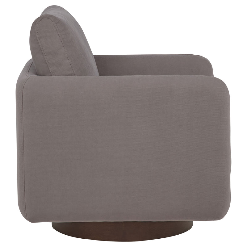 Sillón giratorio Iris tapizado en tela color marfil