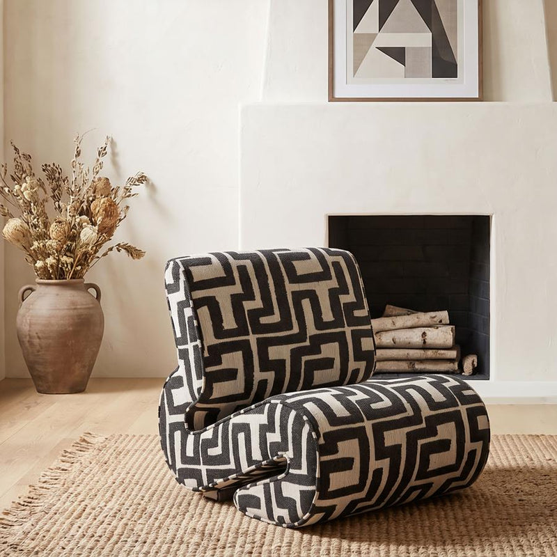 Eimer Geometric Jacquard Accent Chair