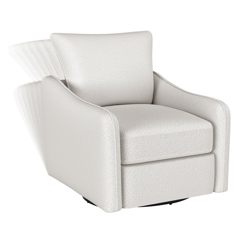 Sillón deslizante giratorio Madia con brazos inclinados y tapizado
