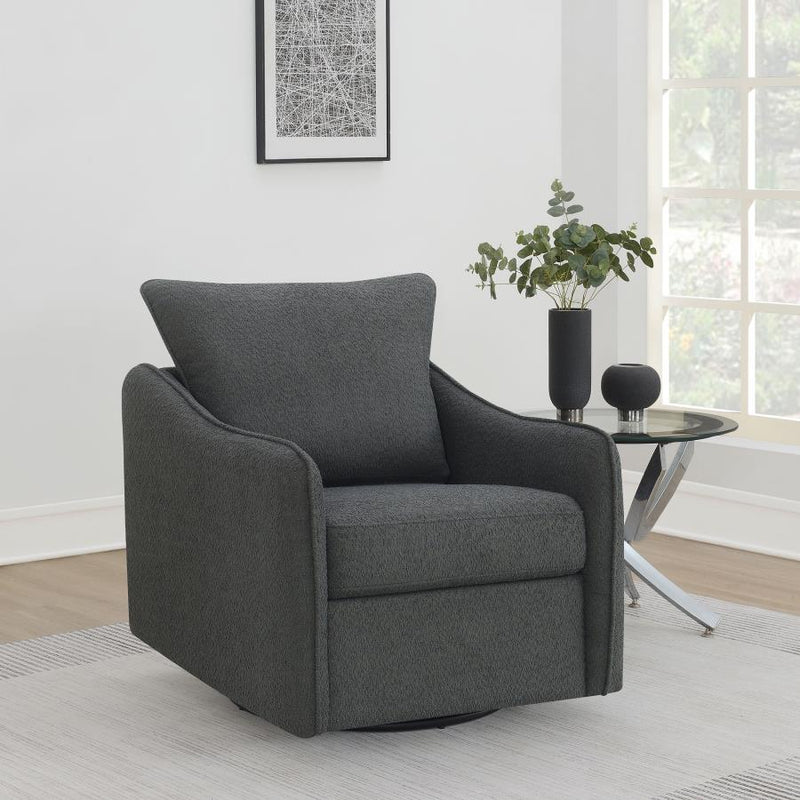 Sillón deslizante giratorio Madia con brazos inclinados y tapizado
