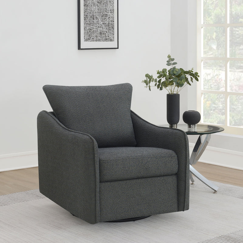 Sillón deslizante giratorio Madia con brazos inclinados y tapizado