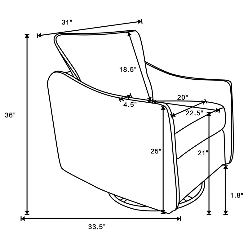 Sillón deslizante giratorio Madia con brazos inclinados y tapizado