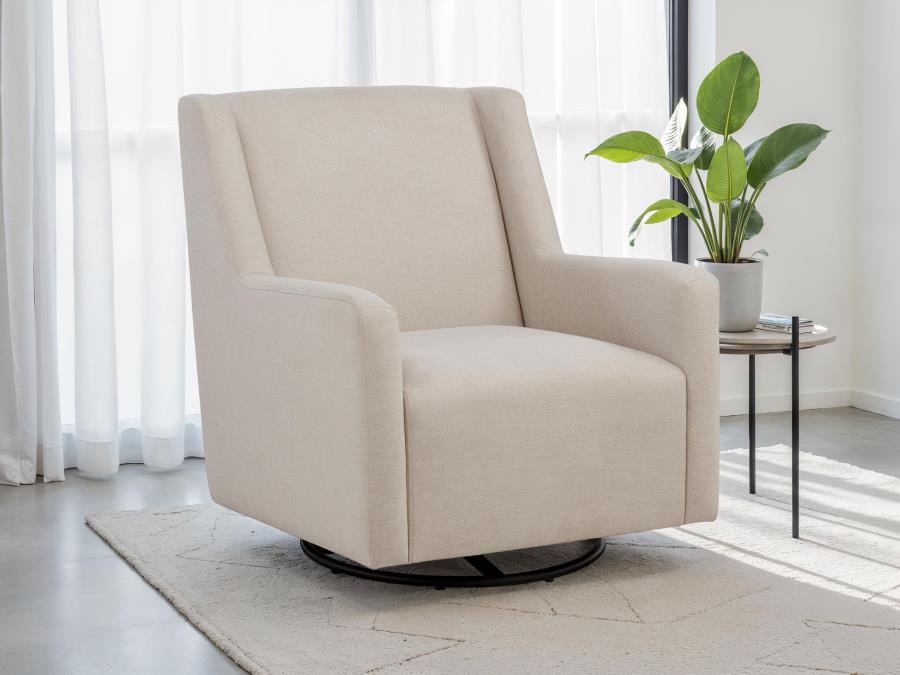 Sorrel Fabric Upholstered Swivel Glider Arm Chair Latte