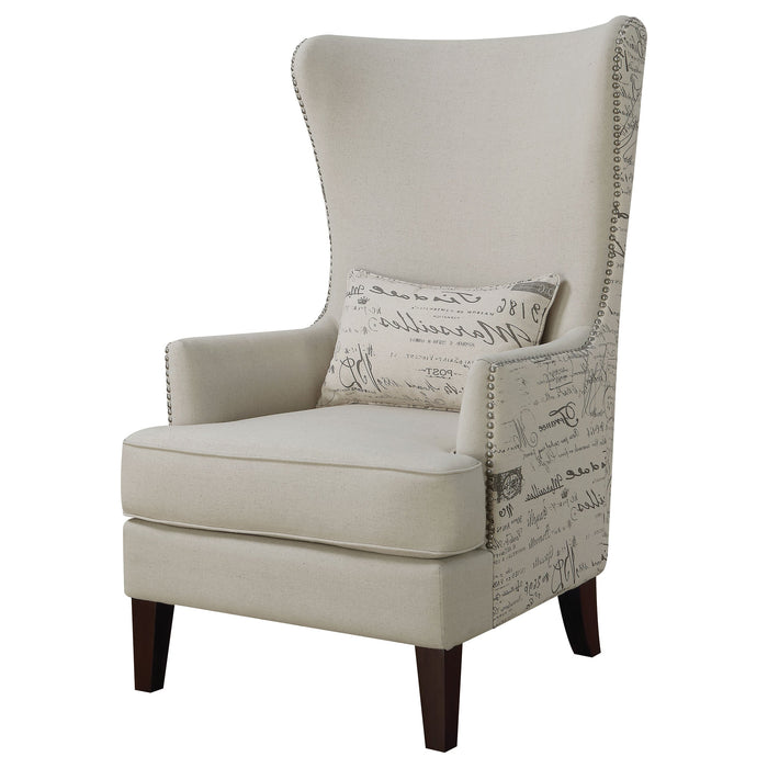 Pippin Curved Arm High Back Accent Chair Cream