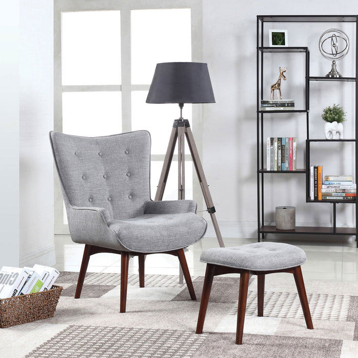 Willow Upholstered Accent Chair with Ottoman Grey and Brown