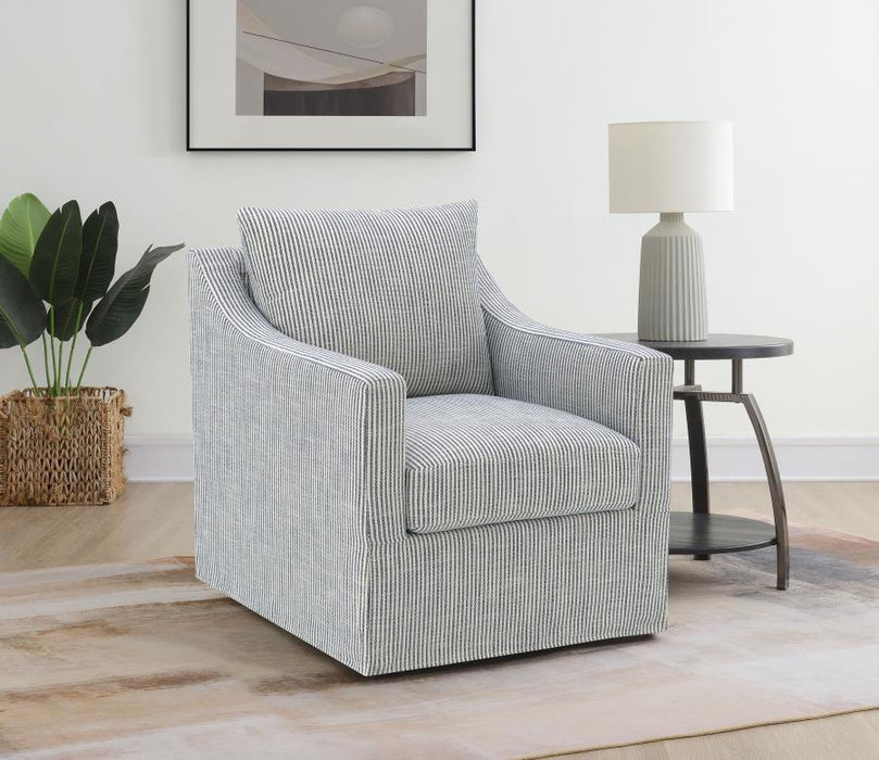 Winter Upholstered Sloped Arm Accent Swivel Chair