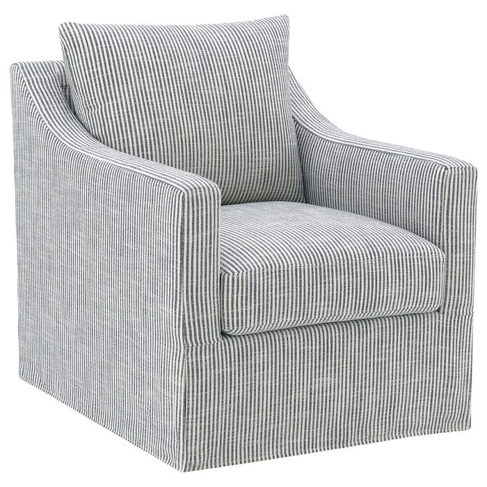 Winter Upholstered Sloped Arm Accent Swivel Chair Beige
