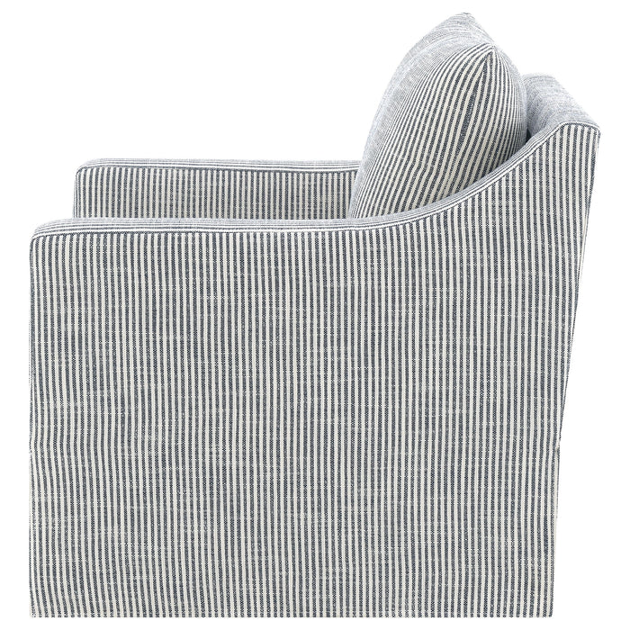 Winter Upholstered Sloped Arm Accent Swivel Chair Beige