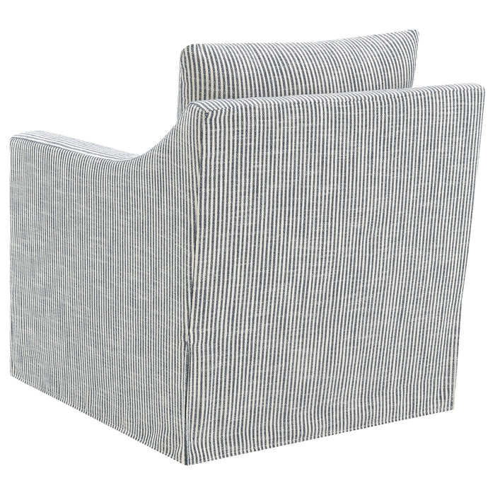 Winter Upholstered Sloped Arm Accent Swivel Chair Beige