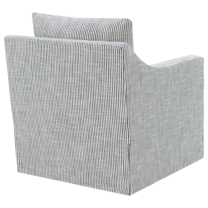 Winter Upholstered Sloped Arm Accent Swivel Chair Beige