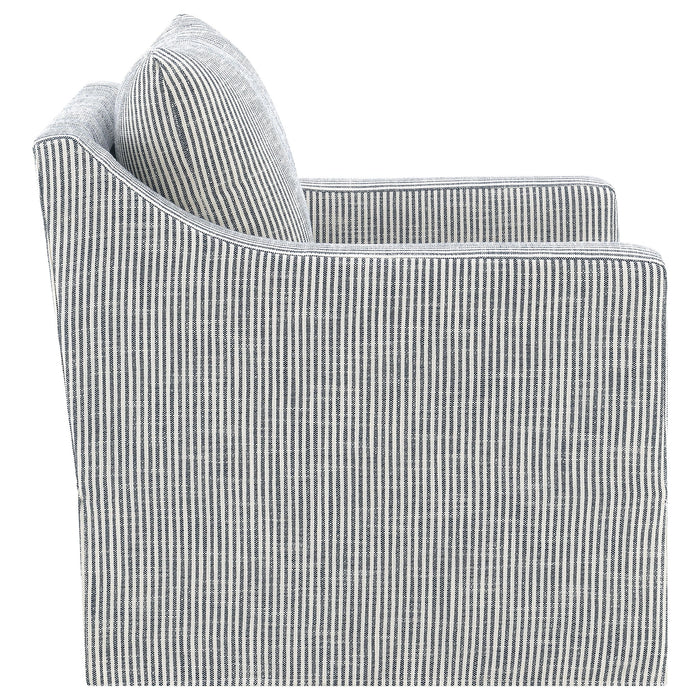 Winter Upholstered Sloped Arm Accent Swivel Chair Beige