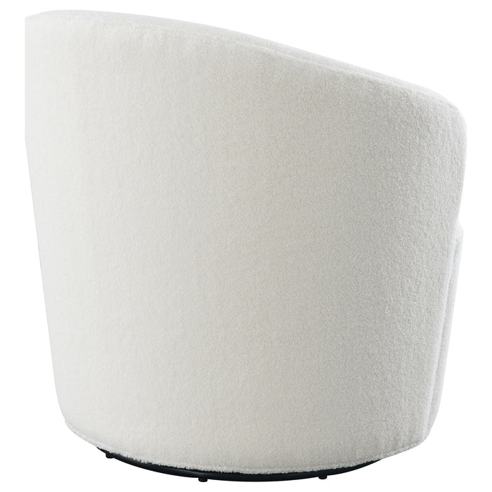 Joyce Upholstered Swivel Barrel Chair White