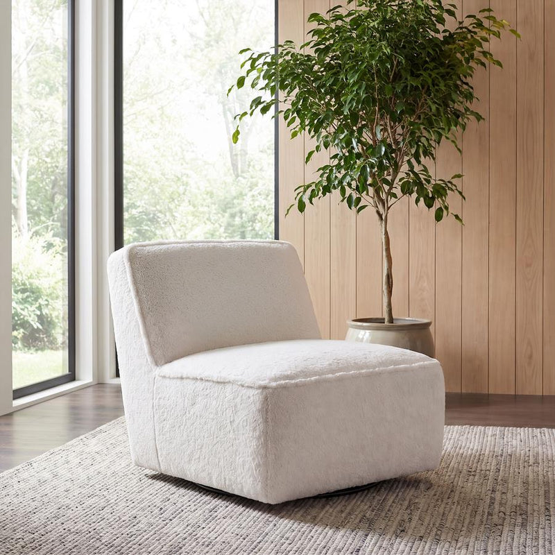 Badoer Faux Fur Swivel Accent Chair
