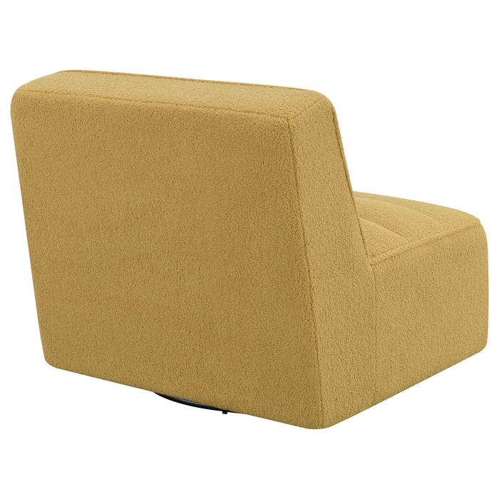 Cobie Upholstered Swivel Armless Chair Mustard