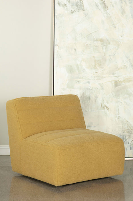 Cobie Upholstered Swivel Armless Chair Mustard