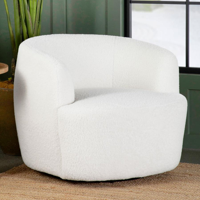 Sillón giratorio Hudson tapizado en piel de oveja sintética, color natural