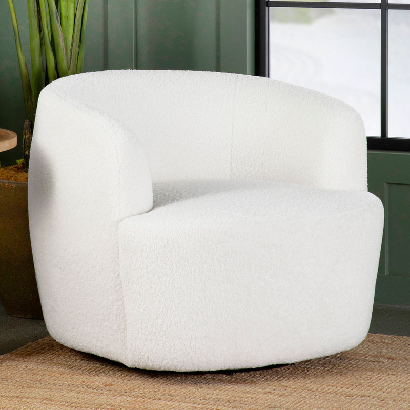 Sillón giratorio Hudson tapizado en piel de oveja sintética, color natural