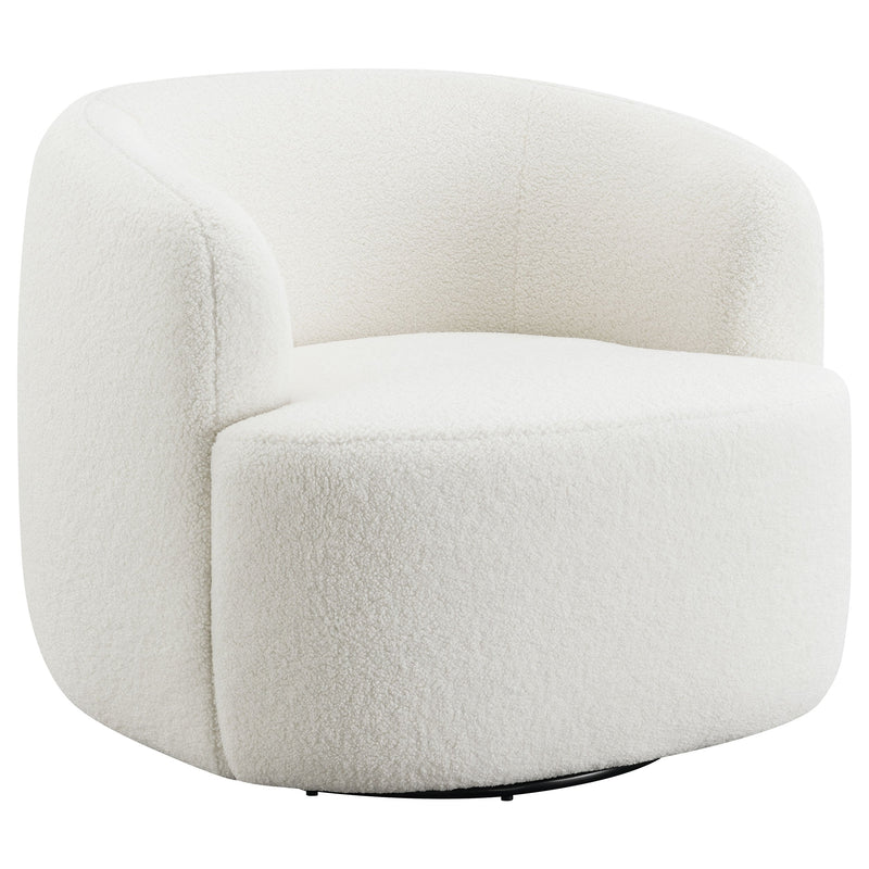 Sillón giratorio Hudson tapizado en piel de oveja sintética, color natural
