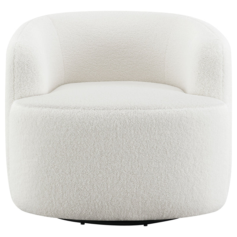 Sillón giratorio Hudson tapizado en piel de oveja sintética, color natural