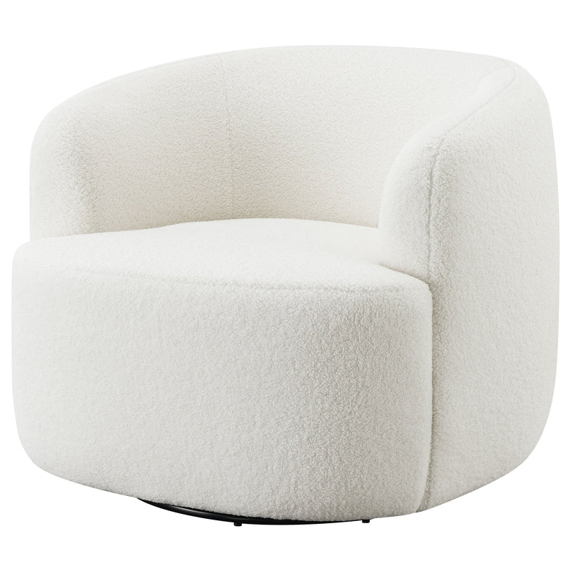 Sillón giratorio Hudson tapizado en piel de oveja sintética, color natural