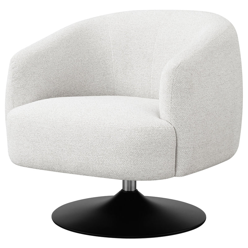Dave Upholstered Barrel Back Swivel Club Chair Beige